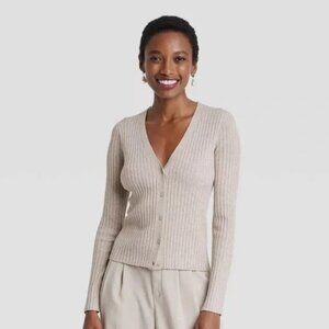 ✨ NWT A New Day Metallic Thread Ribbed Button-Up Cardigan ✨